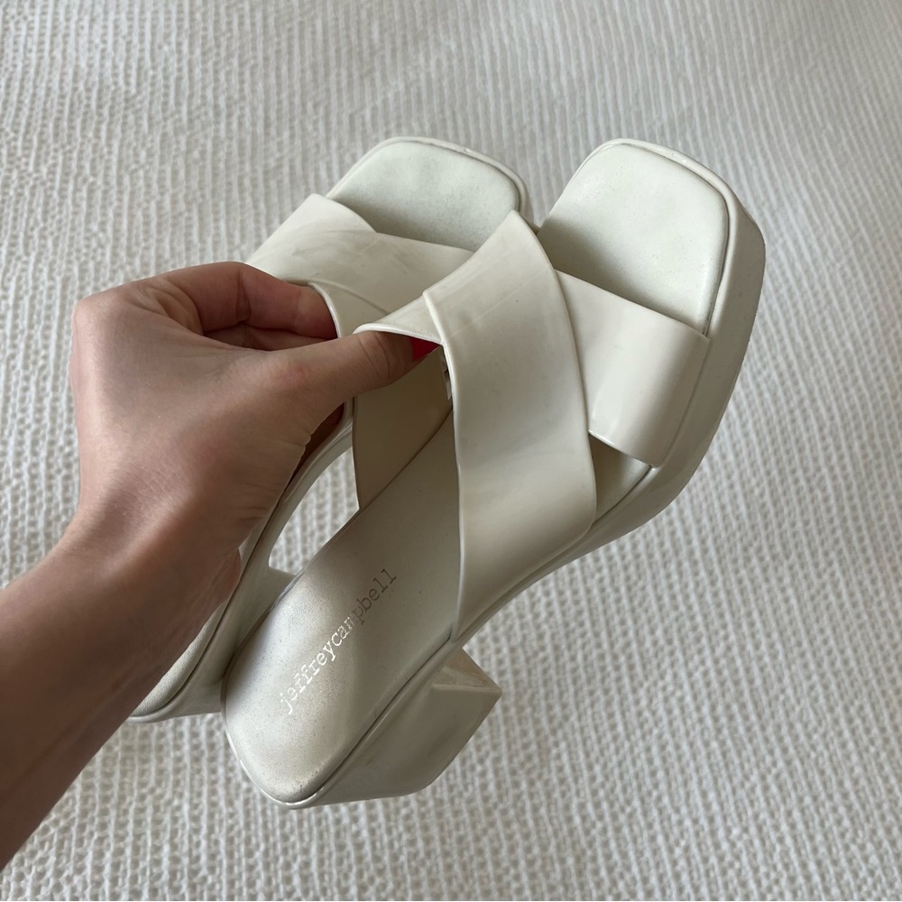 White Chunky Jeffrey Campbell Heel Sandals